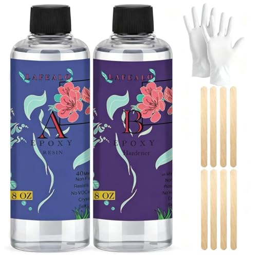 Epoxy Resin Kit 16OZ Crystal Clear Resin-Strong and No Bubble Not Yellowing Self Leveling Easy Mix 1:1 Suitable for Art Casting DIY Jewelry Projects Wood & Molds
