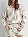 UNCLECAT Women's Striped Checkered Sweater 2025 V Neck Fall Sweaters Casual Knit Trendy Pullover Tops Beige
