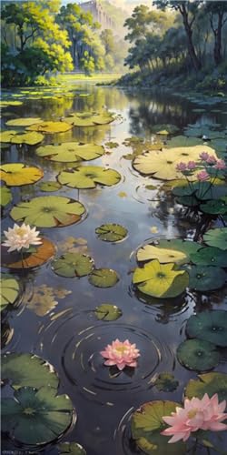 Peinture diamant 5D à strass carrés parfaits avec kit complet lotus 80x160 cm