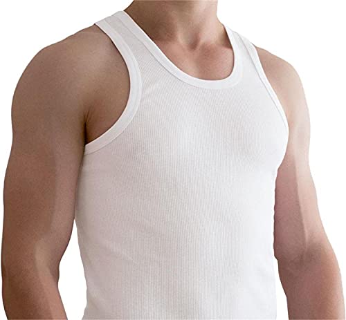 normani 5 x Tank Top Weiss - Herren Unterhemd Doppelripp (gerippt) - Sportjacke - 100{88adbd3046bad13719a0d4282e7fef69e280f23cb55e3bd7aa88e9bb48f0dac6} gekaemmte Baumwolle Einlaufvorbehandelt - original Exclusive Farbe Doppelripp Größe 7=M