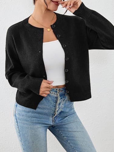 Image of Ibeauti Cropped Cardigan Sweaters for Women 2026 Trendy Spring Y2k Outfit Long Sleeve Button up Open Front Short Knit Sweater