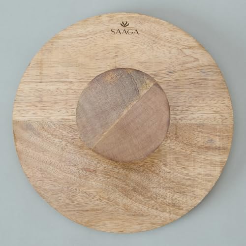 Image of Saaga Crafted with Wooden Cake Stand with Numa Printed | Multipurpose Use, Ideal Use for Pastries Cake Cupcakes Bright White