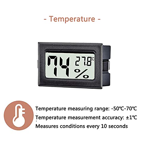 6 Pack Mini Digital Hygrometer Thermometer,Indoor Temperature and Humidity Gauge Meter Monitor Celsius (℃) for Humidor,Greenhouse,Reptile Tank,Home,Jars