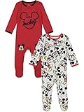 Disney Mickey Mouse Infant Baby Boys Zip-Up Long Sleeve Sleep N' Play Coverall Red & Gray 18 Months