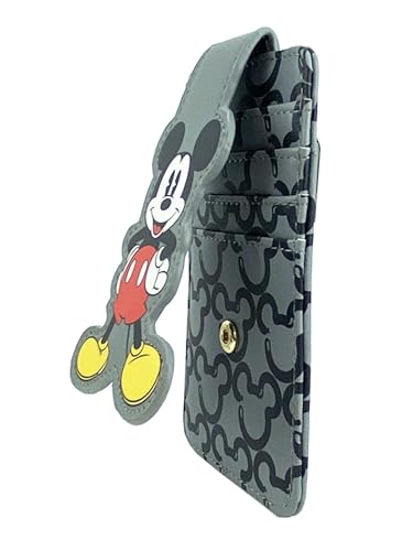 Image of Disney Card Holder Women Slim Wallet Small Mickey Mouse Gray