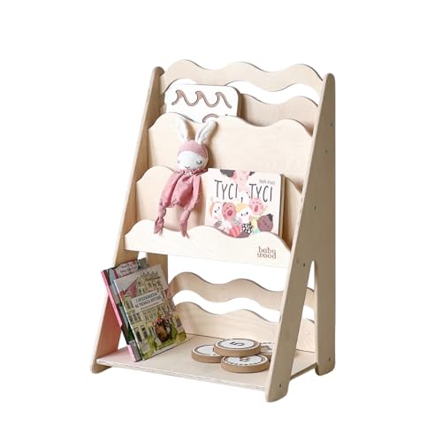 Babywood Wave S Bücher- & Spielzeugregal – Kinderregal aus Birken-Sperrholz & MDF, Wellenfront, kindgerechte Höhe, für Bücher & Spielzeug, 52x35x77 cm, Natur/Weiß (Natur) Babywood Wave S Bücher- & Spielzeugregal – Kinderregal aus Birken-Sperrholz & MDF, Wellenfront, kindgerechte Höhe, für Bücher & Spielzeug, 52x35x77 cm, Natur/Weiß (Natur)