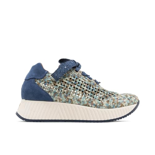 Porronet Deportiva Calada De Piel Y Textil Inés Azul