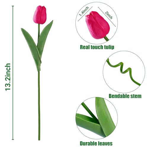 Image of Sggvecsy 30 Pcs Fake Tulips Artificial Flowers Real Touch PU Faux Flowers Tulip Stems for Wedding Spring Bouquet Floral Arrangement Home Office Party Decorations for Mother's Day (Multi Colors)