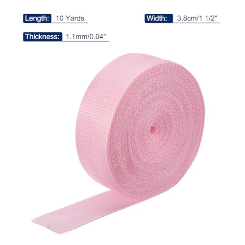 Image of MECCANIXITY Lightweight Polypropylene Webbing Strap 1.5 inch 10 Yard Backpack Strapping Band Light Pink for Outdoor Luggage Cargo Straps
