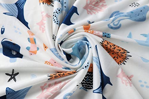 Image of Onacosht Bassinet Sheets for Baby Boy and Girl, Stretchy Fitted Sheet Universal for Bassinet Cradle Hourglass Oval Rectangle Pad /Mattress, 4 Pack Undersea Fish, Animal and Dinosaur Printing