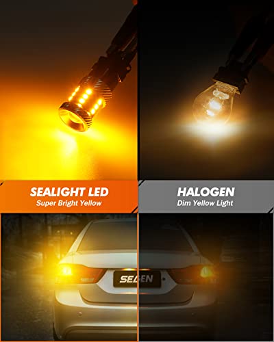SEALIGHT LED Turn Signal Bulb, 3157 LED Bulbs Amber Yellow, 600% Brighter 3156 3457A 4057 4157 LED Light Bulb for Front Rear Turn Signal Light, Blinker, DRL, Marker Parking Lights, Pack of 2 - Image 4