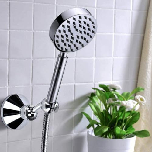 Soporte para cabezal de ducha ajustable que evita caídas y se fija firme a la pared en color plata 3