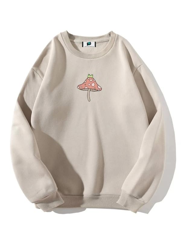 sxv style SXV 'Frog & Mushroom’ Printed Cool Aesthetic Drop Shoulder Oversized Baggy Sweatshirt-picture-28