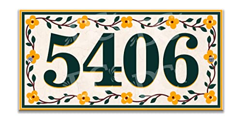 Yellow Flowers House Address Ceramic Tile House Number Address Plaque #TOP2