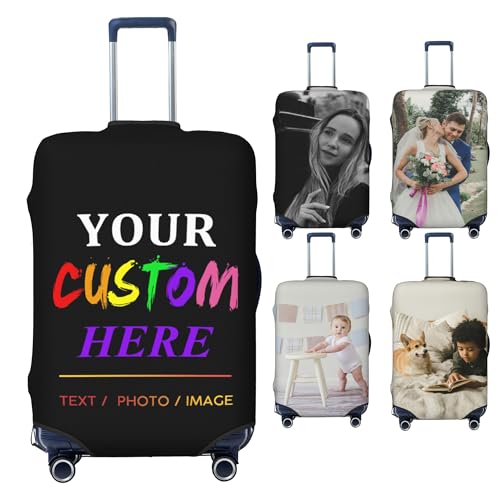 Custom Luggage Cover for 18-32 Inch,Personalized Luggage Cover, Add Your Own Name Photo Text Suitcase Case Double-Sided Different Design Travel Suitcase Case Travel Protector Elastic Washable