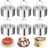 WZHHDM Dessertringe, 6 Stück Klein Tortenring Edelstahl-Mousse-Ringe, 8cm Durchmesser mit Presse Heber Verdickte Backen Werkzeug für Gebäck Nachtisch Kuchen