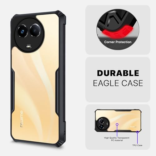 Image of Pikkme Realme 11 / 11X 5G / Narzo 60X 5G Back Cover | Crystal Clear Transparent Back | Ultra Hybrid | Full Camera Protection | Raised Edge | Bumper Back Case (Black)