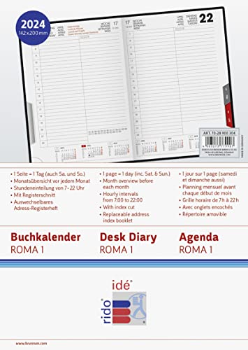rido/idé Daily calendar model ROMA 1 2024, 1 page = 1 day, sheet size 14.2 x 20 cm, blue - Image 2