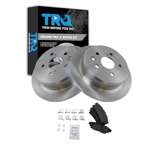 Image of TRQ Rear Brake Pad and Rotor Set Ceramic Rotors Compatible with 2014-2015 Lexus IS250