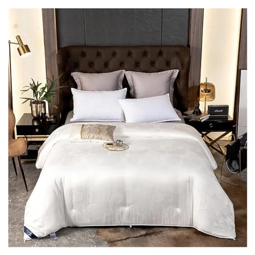 HADECOLL Edredón/colchado de algodón y Seda de Morera Fino y Grueso para Todas Las Estaciones. Relleno de Microfibra ultrasuave y Transpirable. Sedoso. para Cama, tamaño A-Queen, 4 Piezas.