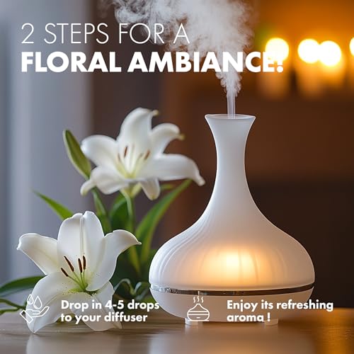 Image of Esslux Lily Essential Oil - 100% Natural Lily Oil for Diffuser, Skin, Aromatherapy & Candle Making - Perfect for Bath Bombs & Soaps - Floral Scent for Relaxation - 90 ML