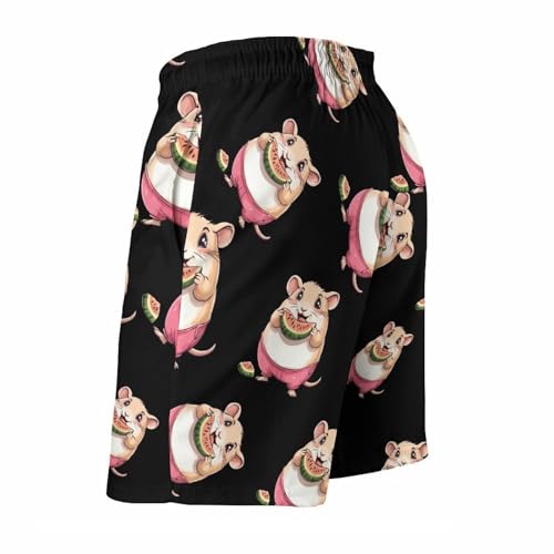 Hamster Eating Watermelon Mens Swim Trunks Quick Dry Board Shorts Beach Swimwear Bathing Suits4