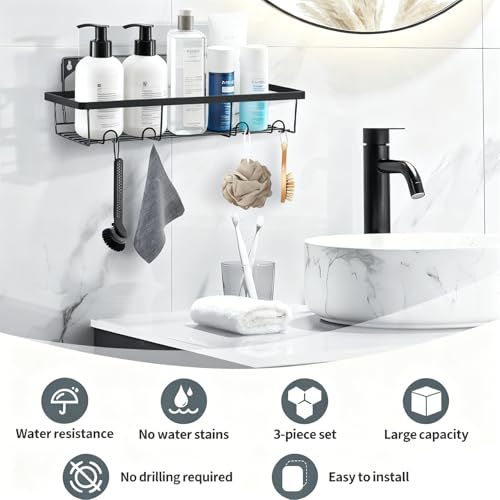 ChicSolis 3 Stück Duschablage ohne Bohren - Rostfreie Badezimmer Organizer, Schnell Trocknende Badregal