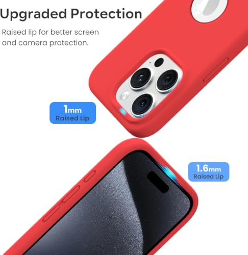Image of Elzzi Liquid Silicone Cover Compatible with iPhone 14 Pro Max Case (6.7 inch) 3 Layer Microfiber Lining Covers Phone Cases Full Body Protective Wireless Charging Shockproof Back Cover (RED)