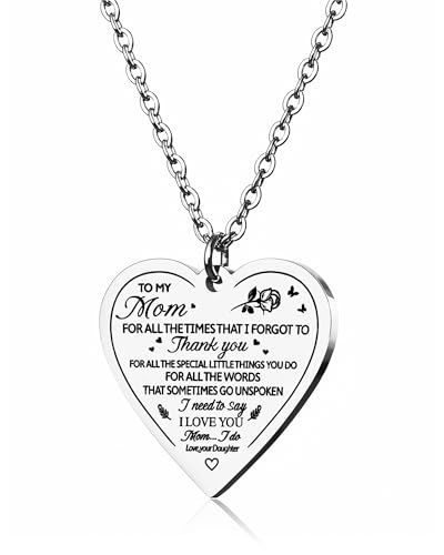 Vimiew Heart Pendant Necklace for Daughter - Inspirational Gift from Dad & Mom - Never Forget I Love You - Perfect for Christmas & Mother's Day