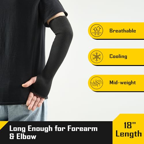 COOLJOB 3 Pairs 14/18in A4 Cut Resistant Sleeves with Thumb Hole, UV Sun Protection Arm Sleeves for Thin Skin Farmer Gardener3