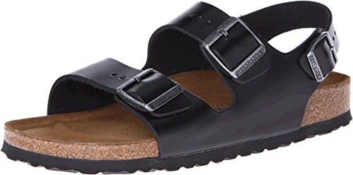 Birkenstock Unisex Milano SFB Flat, Black Amalfi Leather, 43 BR 10 M US