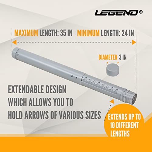 Legend Arrow Tube Case - Adjustable Arrow Holder For Hunting, Target Shooting - Adjustable & Extendable By Design - Protective Eva Foam Arrow Separators Included Archery Storage For 12 Carbon Arrows #TOP3