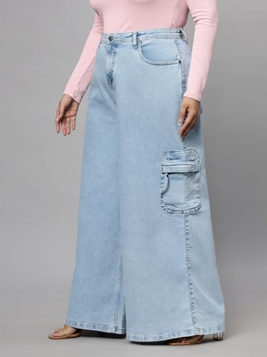 Image of TURNING BLUE Extra Wide High Rise Stretchable Plus Size Jeans for Women