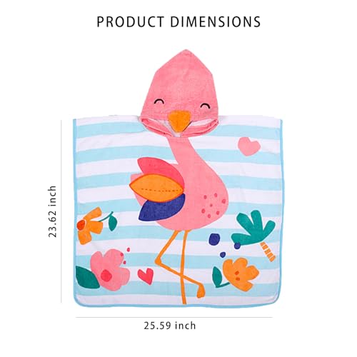 Illikkuyax BHBT03 Flamingo Hooded Baby Towels Kids Beach Towels Wrap Toddler Towel Poncho For Age 0 To 6 Boys Girls Swim Cover Up Pool Towels thumb #1