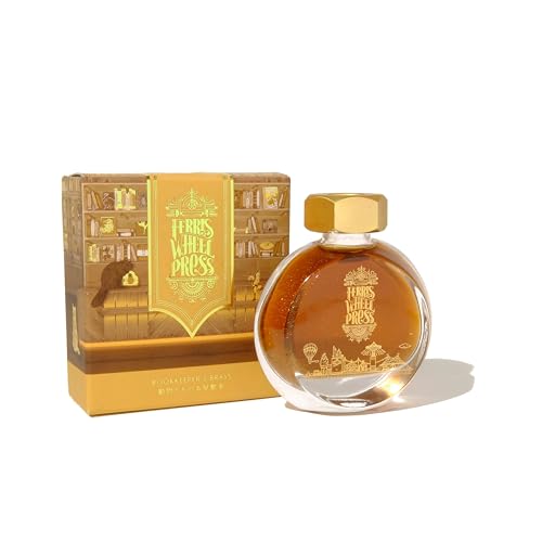 Ferris Wheel Press Ink, Curious Collaboration Collection, Ginza Tsutaya Books, Beige with Sparkling Gold and Gold Sheen, 38ml Fountain Pen Ink Bottle