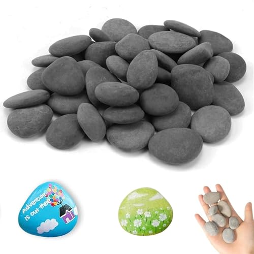 50 piedras planas para pintar, 1 – 3 cm, piedras decorativas para acuario, piedras de río naturales para imágenes coloridas y macetas decorativas y acuarios