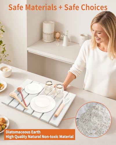 Stone Dish Drying Mat for Kitchen Counter, 16