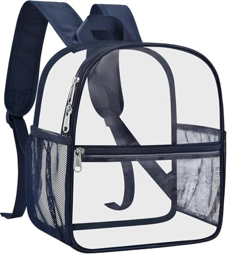 Image of Busiuw Clear Backpack for Stadium Events 12x12x6 Mini Small Clear Backpack with Front Pocket for Concert Sport Events Work Travel(Navy)