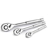 C&T 3-Piece Quick-Release Ratchet Wrench Set, Drive Ratchet Set, 1/4", 3/8", 1/2" 72-Tooth, alloy...
