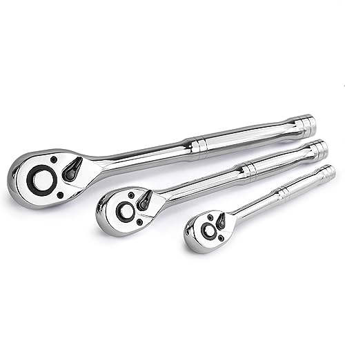 C&T 3-Piece Quick-Release Ratchet Wrench Set, Drive Ratchet Set, 1/4', 3/8', 1/2' 72-Tooth, alloy...