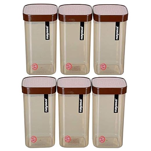 Nayasa Superplast Plastic Fusion Containers 2100ml, Set of 6, Brown by Krishna Enterprises