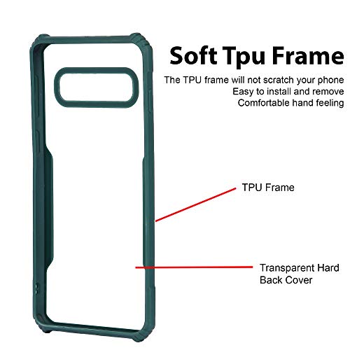 Image of LIRAMARK Transparent Clear Shock Proof Back Cover Case Designed for Samsung Galaxy S10 Plus - (Pine Green)