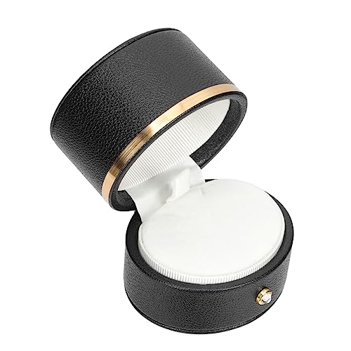Ipetboom 1Pieza Pendientes Decorativa Redonda De PU Para Aretes y Organizador De Bisutería Para Almacenamiento De Pendientes y Anillos Color Negro