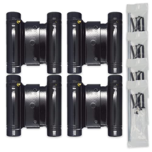 3" Double Action Spring Hinge Saloon Door Hinge | Door Hinge For In & Out Doorway Swing, Commercial Grade Double Swing Hinge, Heavy Duty Door Hinge- Swinging Cafe Doors (Gloss Black) 4-Pack #TOP21