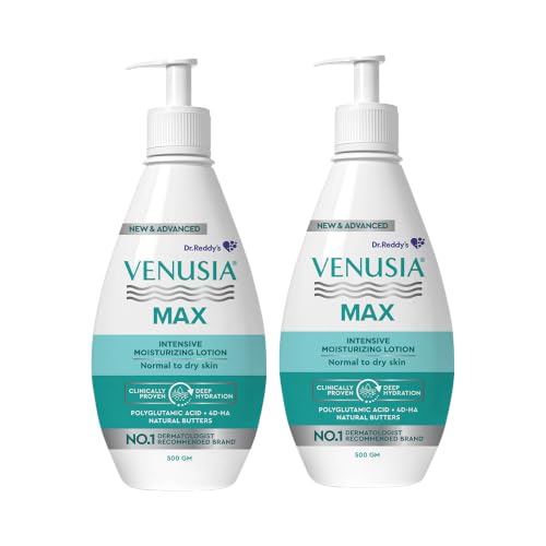 Dr. Reddy's Venusia Max Intensive Moisturizing Lotion | Dermatologist Recommended | Clinically Proven, Long-Lasting Moisturization | For Normal to Ver