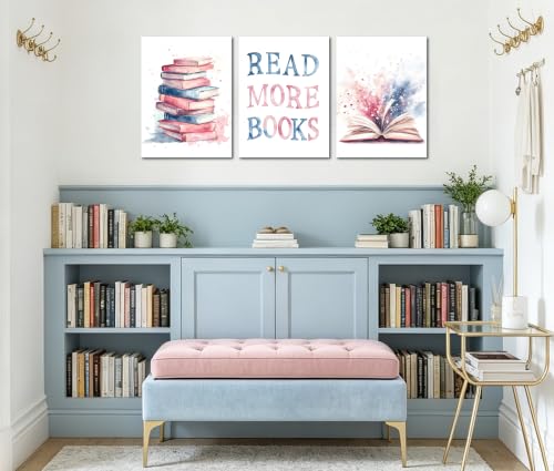 Image of Frimeeme Read More Books Canvas Wall Art, Set of 3, 12x16 Inch