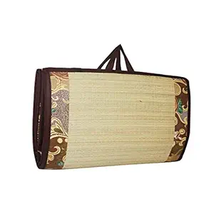 CRAFT OF INDIA Happy Sleeping River Grass Foldable Easy Hand Wash Cushion Mat , 5 X 6 ft , Brown