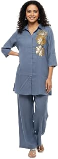 Steel/Denim Blue Cotton Co-ord Set Price In India