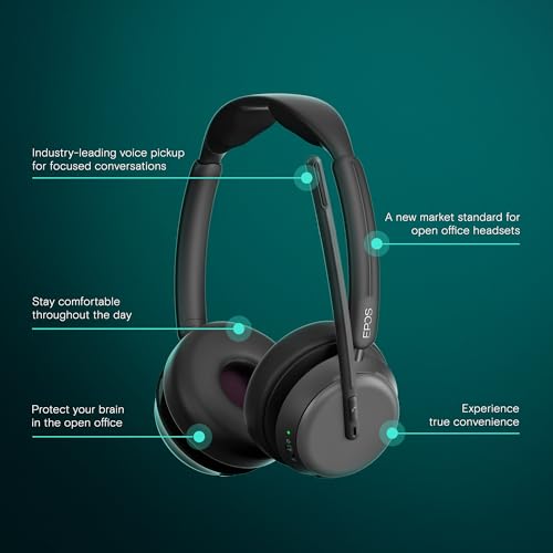 Image of EPOS Impact 1060 ANC Professional Bluetooth Headset - Double-Sided, Premium Noise Cancellation, AI, Intuitive Control, for Concentrated Work in Noisy Environments.