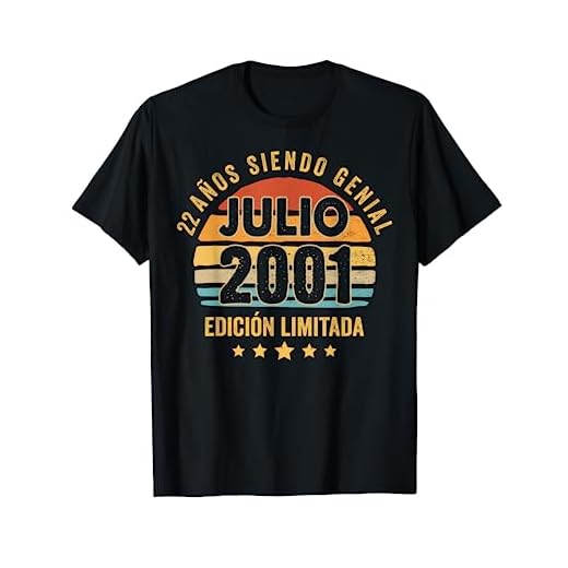 Hombre 22 Años Cumpleaños Regalo Hombre Julio 2001 Julio 22 Años Camiseta